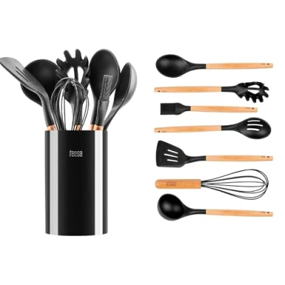 Imagen de Teesa TSA0122 Juego de Cocina, Silicona Madera