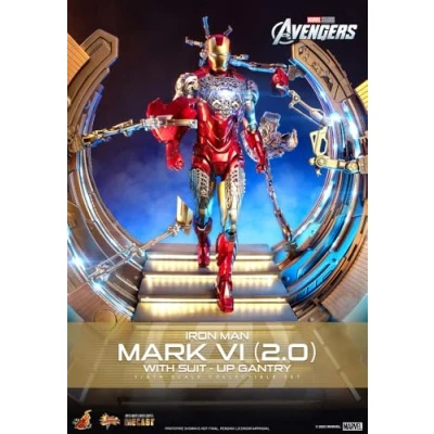 Imagen de Hot Toys Figura de Los Vengadores la película Obra maestra Diecast 1/6 Iron Man Mark VI (2.0) con pórtico traje 32 cm