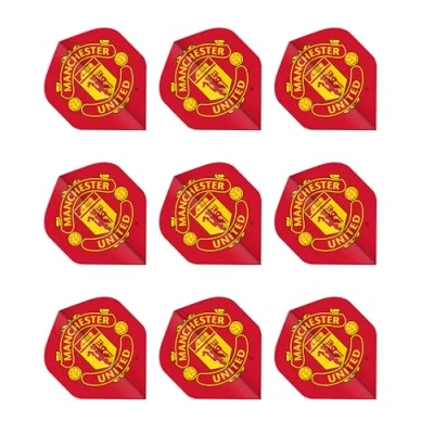 Imagen de Red Dragon Darts F2049 Lote de plumillas para dardos (9 unidades), diseño Manchester United FC, color rojo