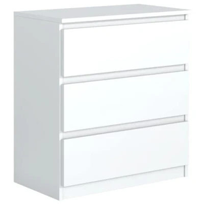 Imagen de meble masztalerz Cómoda 70 cm Blanco Mat con 3 Cajones 70x78,5x39 Comoda Dormitorio Casa Oficina Cajonera Armario Interior Mueble Salon