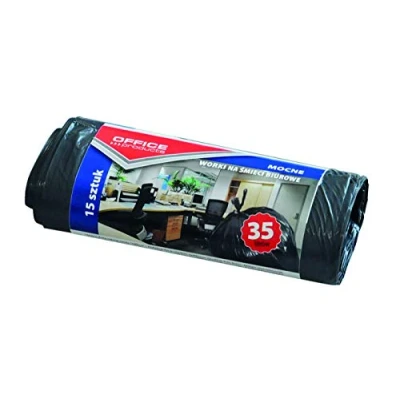 Imagen de Office Products 22021218 05 Bolsas de Basura Polietileno Alta Densidad (35 L, 15 Unidades), Color Negro, Grosor la lámina: 18 µm
