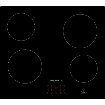 Imagen de Respekta Vitrocerámica Placa de cocción integrable sin marco con 4 placas 9 niveles potencia Touch Control Temporizador Seguridad niños 60 cm en negro KM 4400 28