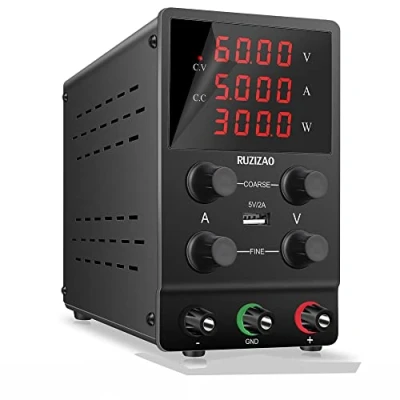Imagen de RUZIZAO Fuente de Alimentación Regulable 60V 5A DC Fuentes Laboratorio Alimentacion Banco Ajustable Pantalla LED 4 Dígitos