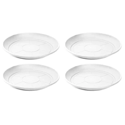 Imagen de AC Pack de 4 Platos para Maceta Mediterranea Fabricado en Polipropileno Ideal el Hogar, Plantas, Jardín, Decoración. Cuidado Plantas Forma Redonda Ø 34 cm Color Blanco