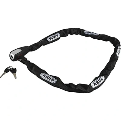Imagen de ABUS Antirrobo de cadena Catena 6806K bicicleta ligero acero endurecido con tubo textil moda Nivel seguridad 6 110 cm Negro
