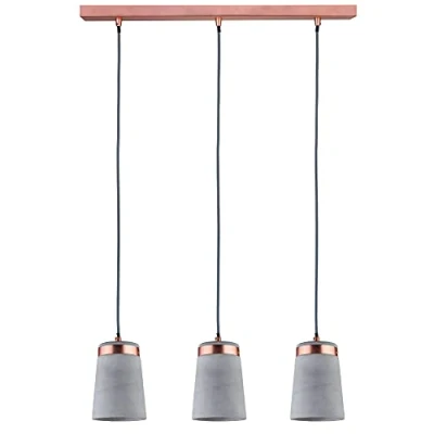 Imagen de Paulmann 79626 Lámpara colgante Neordic Stig máx. 3x20 W, luminaria para lámparas E27, de techo gris/cobre mate 230 V hormigón/metal, sin fuente luz