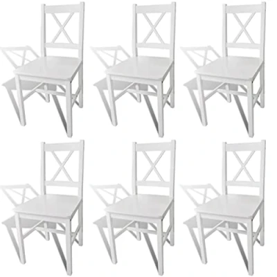 Imagen de vidaXL 6 sillas de Comedor Hechas Madera Pino, Color Blanco y Natural