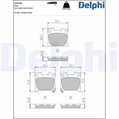 Imagen de DELPHI LP3725 Juego de pastillas freno con avisador acústico desgaste sin chapa antichirridos accesorios TOYOTA: Yaris IV