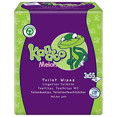 Imagen de KANDOO Toallitas de melón húmedas desechables adecuadas para niños, suavidad extrema, paquetes 55 piezas, lote 3, 165 unidades