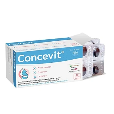 Imagen de Vitaminas Embarazo con Ácido Fólico Folato Activo, Hierro, Omega 3, y Nutrientes Fertilidad Mujer Pastillas para Concepción, Gestación Lactancia 40 Cápsulas Concevit