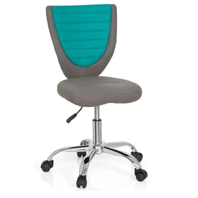 Imagen de hjh OFFICE 670630 Silla giratoria para niños KIDDY Comfort Tela Gris/Turquesa, Jovenes o niños, Ajuste de Altura, Acolchado Grueso