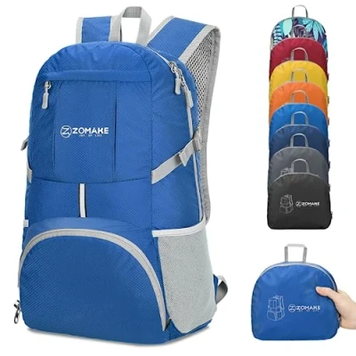 Imagen de ZOMAKE 35L Mochila Plegable Ligera Mochilas de Senderismo Pequeña Para Hombre Mujer Viaje Trekking Deporte(Azul oscuro)