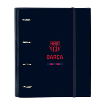 Imagen de Safta F.C. BARCELONA Corporativa Carpeta 4 Anillas de 35 cm con 100 Hojas A4, Ideal para Niños Diferentes Edades, Cómoda y Versátil, Calidad Resistencia, 27x3.5x32 cm, Color Azul marino