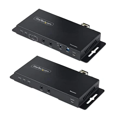 Imagen de StarTech.com Juego Extensor de HDMI 4K por Fibra a 60Hz hasta 1km (Monomodo) o 330m (Multimodo) Óptica LC HDR HDCP Alargador Audio/RS232/IR Receptor Transmisor (ST121HD20FXA2)