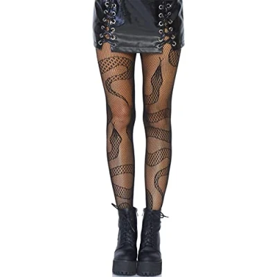 Imagen de Leg Avenue Snake net tights, 1X 2X (Negro)