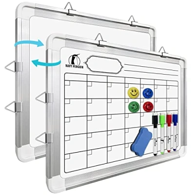 Imagen de Set Calendario de Pizarra Blanca Planificador Pared Mensual 38 x 30 cm con 1 Borrador Magnético, 4 Rotuladores Borrado en Seco y Imanes