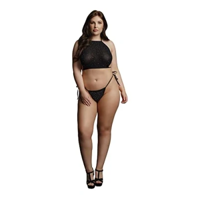 Imagen de SHOTS Festive Rhinestone Top and Thong OSX Black