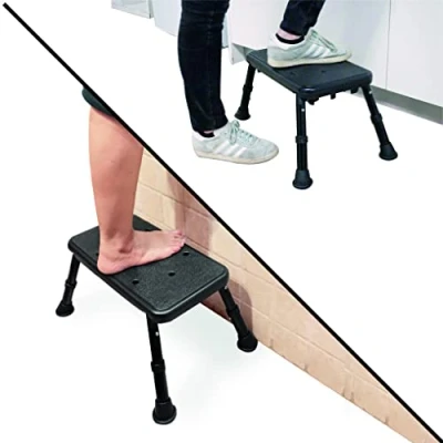 Imagen de Pepe Escalón Baño Adultos 25,5 cm (hasta 180 kg), Peldaño Cocina Caravana, Bañera Resistente, Banqueta Ancianos, Acceso Bañera, Altura Regulable, Negro