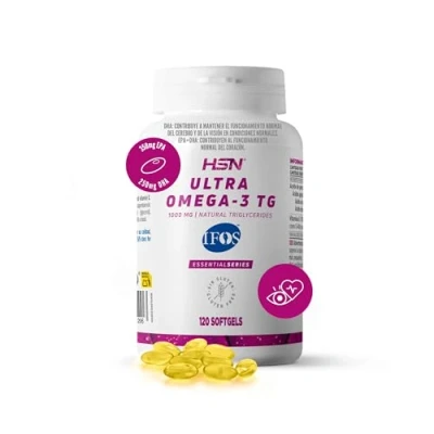 Imagen de HSN Ultra Omega 3 de Certificado 5 Estrellas IFOS 120 Perlas Aceite Pescado en Forma Triglicéridos Altamente Concentrado Ácidos Grasos Esenciales 35% EPA + 25% DHA Sin Gluten