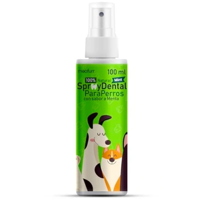 Imagen de Moofurr Spray Dientes para Perro 100ml Dental Aliento Perros Sabor Menta la Placa, contra el Sarro, Refrescante del Mal