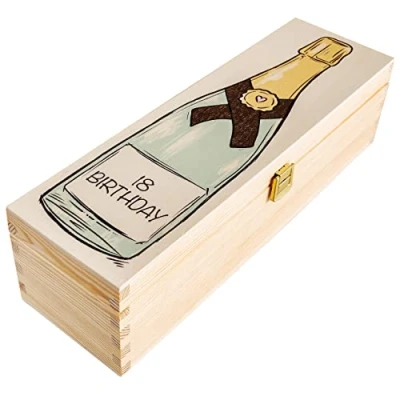 Imagen de Creative DECO Caja Vino de Regalo con tu Texto Personalizado para Cumpleaños Madera Recuerdos Personalizada Mujeres, Hombres y Parejas 1 Botella Personalizadas