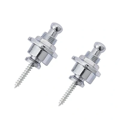 Imagen de Musiclily cierres y botones para correa de guitarra cabeza redonda metal estilo Schaller, seguridad acústica eléctrica o bajo, cromado (juego 2)