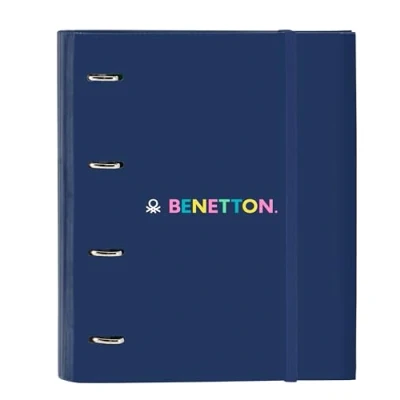 Imagen de Safta BENETTON COOL Carpeta 4 Anillas de 35 cm con 100 Hojas A4, Ideal para Niños Diferentes Edades, Cómoda y Versátil, Calidad Resistencia, 27x3.5x32 cm, Color Azul Marino
