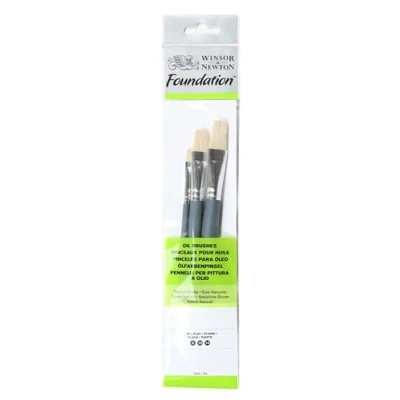 Imagen de Winsor &amp; Newton pinceles para óleo Foundation, set de 3 Unidades, planos nº 4, 10 y 14