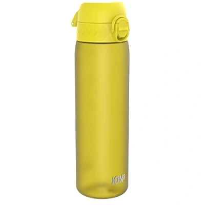 Imagen de ion8 Botella de agua delgada a prueba fugas, sin BPA, amarillo, 500 ml