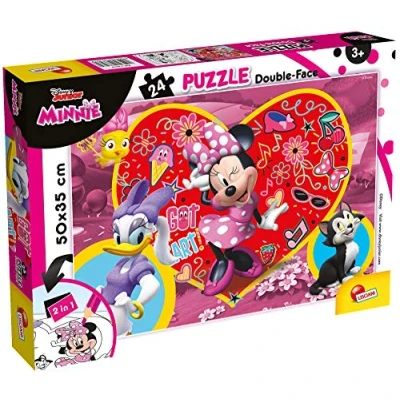 Imagen de Liscianigiochi Puzzle para niños de 24 piezas 2 en 1, Doble Cara con reverso colorear Disney Minnie 73979
