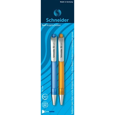 Imagen de Schneider Surf Juego de bolígrafos (punta mediana, 2 unidades, surtidos), color azul