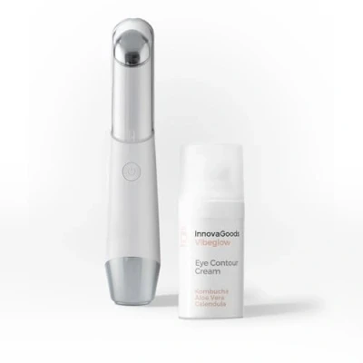 Imagen de InnovaGoods® Set de cuidado facial con Kombucha, x1 contorno ojos previene la aparición arrugas, bolsas y ojeras, masajeador eléctrico 3 in 1 mejora el aspecto piel. Todo tipo piel