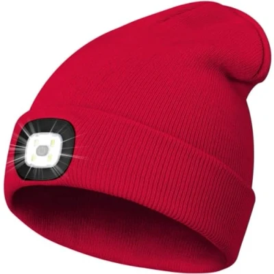 Imagen de KAVAVO Gorro con luz, luz LED Recargable por USB, de Punto Calentador Invierno Unisex para Caminar la Noche, Pescar, Acampar, Cazar