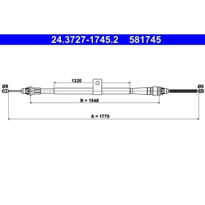 Imagen de ATE 24.3727 1745.2 Cable de Freno Mano 1770