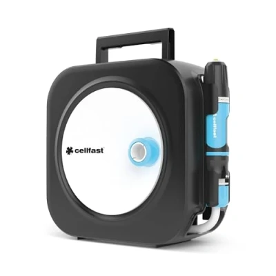 Imagen de Cellfast Carrete automático de Manguera Ergo XS™, Compacto, Ligero y Resistente, Mango Plegable, Manivela giratoria, jardín 3/8&quot; 10 m