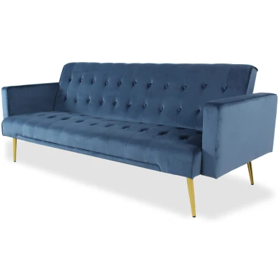 Imagen de Sofá cama clic clac Justy terciopelo azul Menzzo