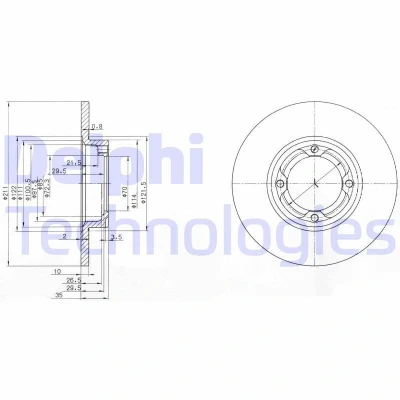 Imagen de DELPHI BG2533 Disco de freno 211 10 4 macizo aceitado sin procesar cojinete rueda, anillo sensor ABS