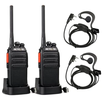 Imagen de Retevis RT24 Walkie Talkie Recargable, Walkies Profesionales, PMR446 sin Licencia 16 Canales CTCSS/DCS VOX, con Cargador USB y Pinganillo, Apto para Adultos Niños (Negro,1 Par)