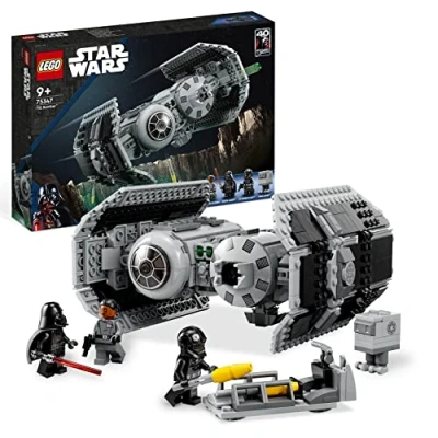Imagen de Lego Star Wars Bombardero Tie, Maqueta de Caza Estelar para Construir, Droide Gonk y Minifigura Darth Vader con Espada Láser Juguete, Regalo Niños Niñas 9 Años o Más 75347