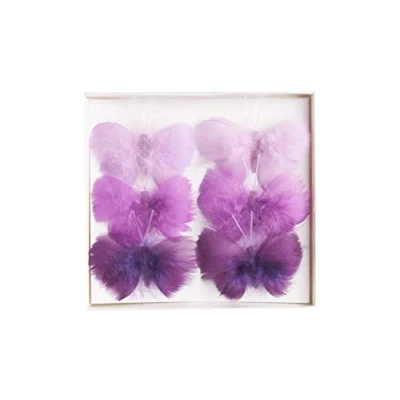 Imagen de HEITMANN DECO Mariposas de Plumas Alambre en Varios Tonos Color púrpura Primavera Bonita decoración Pascua 26 x 16,5 2 cm