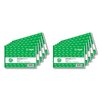 Imagen de Sigel QU libro 615 recibo, a prueba de falsificaciones, cruz A6, 50 hojas, 10 pack