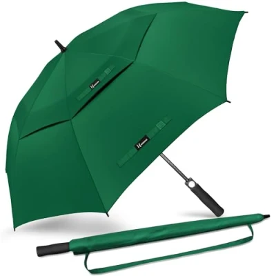 Imagen de NINEMAX Paraguas Grande Golf 172cm,Paraguas Automatico Resistente al Viento,Paraguas Hombre de Doble Toldo(Verde)
