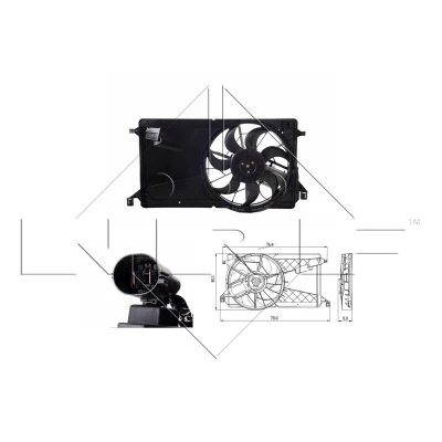 Imagen de NRF 47291 Ventilador de radiador 390 12 320 con bastidor (armazón) unidad control