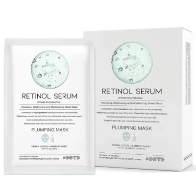 Imagen de #OOTD retinol Sheet Mask Máscara de para renovar y suavizar la piel. Ideal combatir signos envejecimiento. Cuidado vegano belleza coreana.