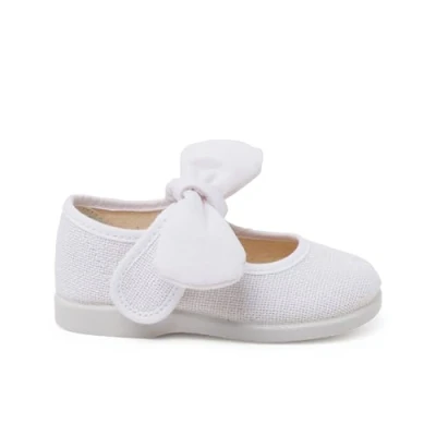 Imagen de Pisamonas Merceditas LAZO Y Cierre Adherente Zapatos de bebé para niños, Talla: 24, Blanco