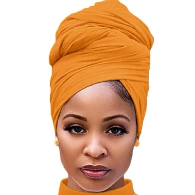 Imagen de DRESHOW Envoltura de Cabello para Mujeres Negras Pañuelo Cabeza Estirable Turbante Largo Suave