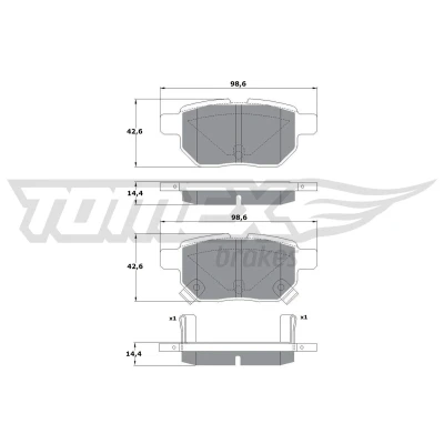 Imagen de TOMEX brakes TX 15 01 Juego de pastillas freno Eje trasero con avisador acústico desgaste TOYOTA: Auris Hatchback, Prius III Hatchback