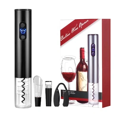 Imagen de Sacacorchos Eléctrico. Abridor de Botellas Vino con Cortacápsula, Vertedor Vino, Tapón Vacío. Abrebotellas Automático Acero Inoxidable. Funciona 4 Pilas AA (no incluidas).