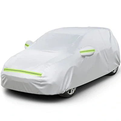 Imagen de Favoto Cubierta de Coche Impermeable Funda Exterior Oxford+Algodón con Cremallera para Hatchback Anti UV Transpirable Resistente al Polvo Lluvia Rasguño Nieve Aire Libre 375x165x155cm