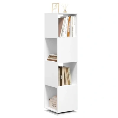 Imagen de EUGAD Estanteria para Libros, Libreria Giratoria de 4 Comportamientos, 360, Almecenaje Oficina, Salón, Habitación Infantil, Estudio, 35x35x145 cm Blanco 0046SHG